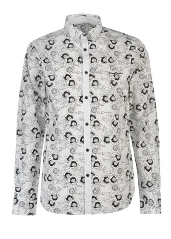 Белая кэжуал рубашка с цветами Pierre Cardin