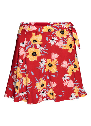 Красная кэжуал цветочной расцветки юбка H&M мини