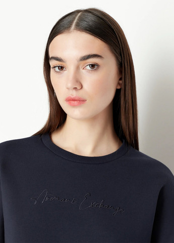 Темно-синий свитшот Armani Exchange однотонный вышивка (365686694)