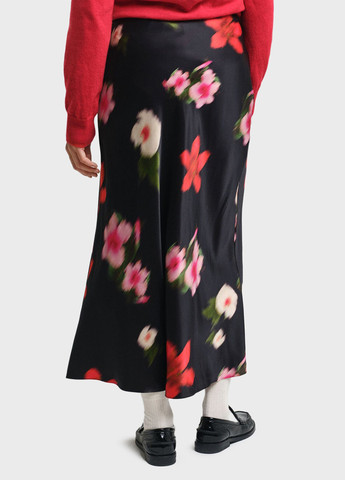 Черная кэжуал цветочной расцветки юбка Gant клешированная, а-силуэта (трапеция)