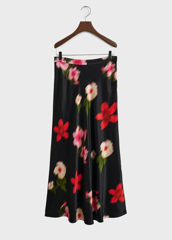 Черная кэжуал цветочной расцветки юбка Gant клешированная, а-силуэта (трапеция)