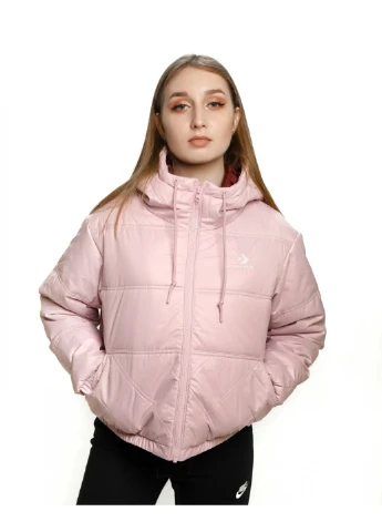 Розовая зимняя куртка embroidered star chevron short puffer jacket Converse