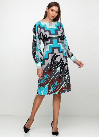 Комбинированное кэжуал платье с открытой спиной Tibi с абстрактным узором