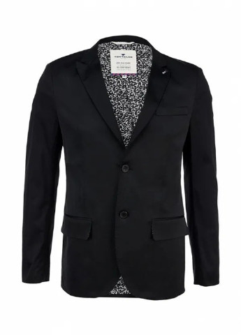 Пиджак Tom Tailor однобортный однотонный чёрный деловой хлопок