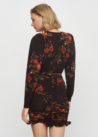 Коричневое кэжуал платье H&M с цветочным принтом