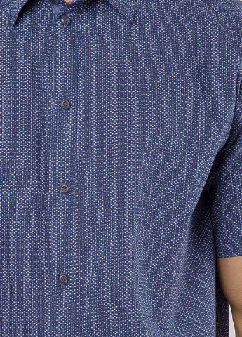 Бледно-синяя кэжуал рубашка с геометрическим узором MR 520 с коротким рукавом