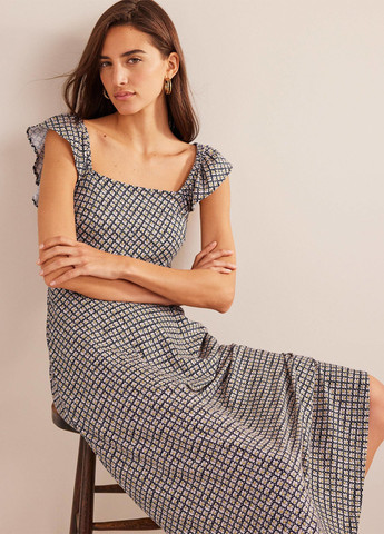 Комбинированное кэжуал платье а-силуэт Boden с цветочным принтом