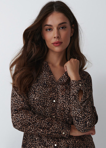 Коричневая кэжуал рубашка леопардовый Mohito