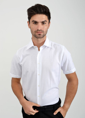Белая кэжуал рубашка однотонная Ager с коротким рукавом