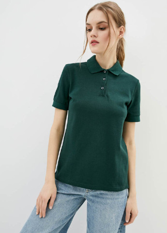 Женская темно-зеленая футболка поло Promin меланжевая