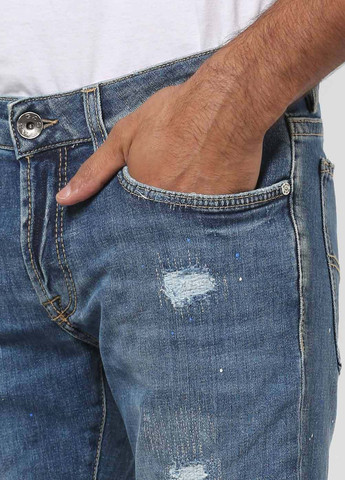 Светло-голубые демисезонные зауженные джинсы Gas