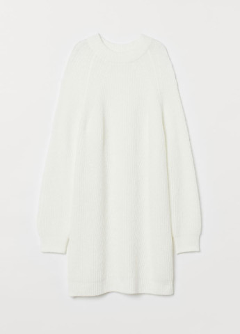 Молочное кэжуал платье платье-свитер H&M однотонное