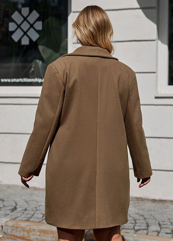 Коричневе демісезонне Пальто однобортне SHEIN