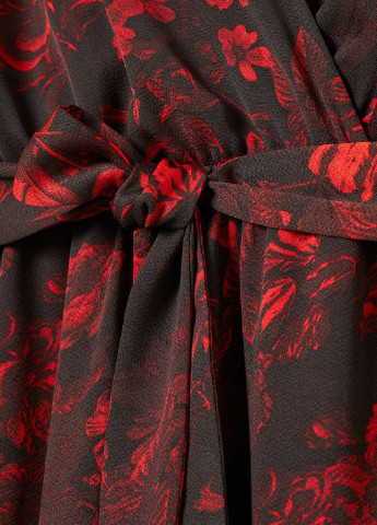 Комбінезон демісезон,чорний в червоні візерунки, H&M квітковий чорний