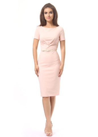 Светло-розовое деловое платье футляр Lada Lucci однотонное