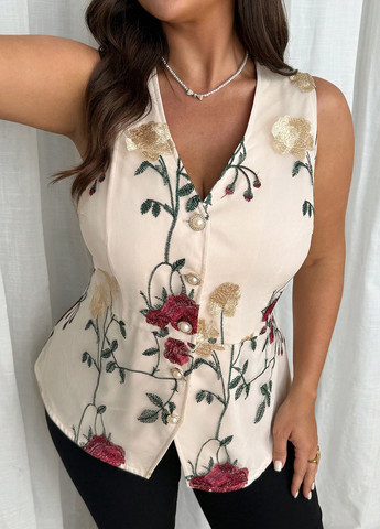 Кремовая блуза с баской SHEIN