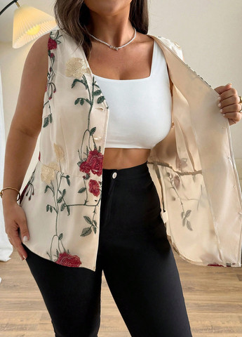 Кремовая блуза с баской SHEIN