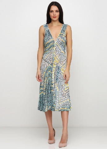 Комбинированное кэжуал платье клеш Just Cavalli с абстрактным узором
