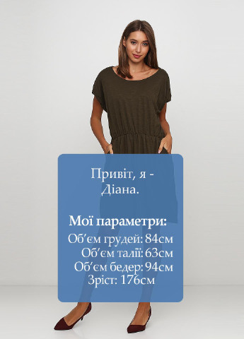 Оливкова (хакі) кежуал сукня сукня-футболка H&M однотонна