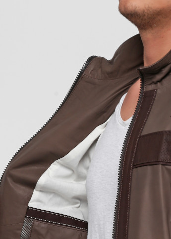 Светло-коричневая демисезонная куртка кожаная Franco Rossetti