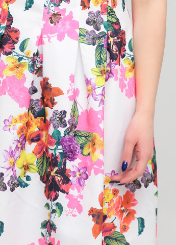 Молочное кэжуал платье клеш F&F с цветочным принтом