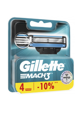 Сменные картриджи для бритья Mach 3 (4 шт.) Gillette (138200434)