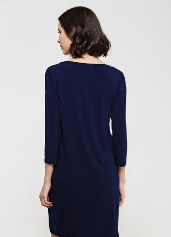 Темно-синее кэжуал платье женское темно-синее размер 36 Let's Shop однотонное