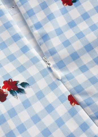 Блакитна святковий, кежуал сукня а-силует, з відкритою спиною, бебі долл SHEIN в клітинку