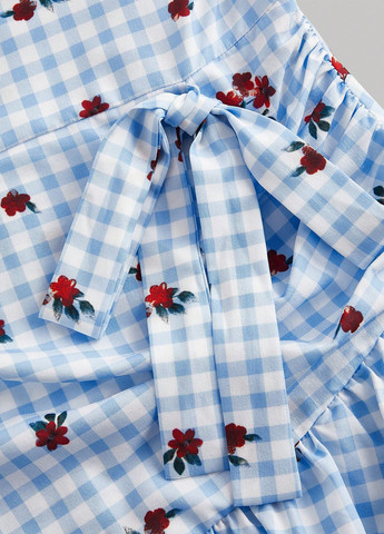 Блакитна святковий, кежуал сукня а-силует, з відкритою спиною, бебі долл SHEIN в клітинку