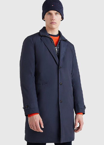 Темно-синее демисезонное Пальто однобортное Tommy Hilfiger