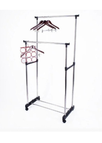 Универсальная стойка для одежды прочная двойная напольная передвижная Double-Pole 8006 XO (253151709)
