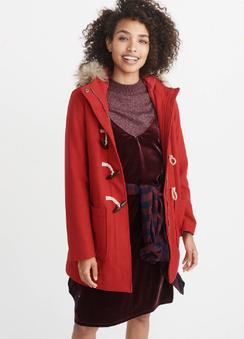 Красное демисезонное Пальто дафлкот Abercrombie & Fitch