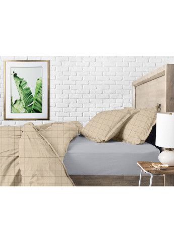 Комплект полуторного постельного белья на резинке Cell Ashbeige Grey 160х220 (4822052082737) Cosas (252029590)