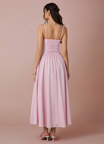 Розовое вечернее, кэжуал платье с пышной юбкой SHEIN однотонное