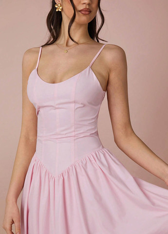 Розовое вечернее, кэжуал платье с пышной юбкой SHEIN однотонное