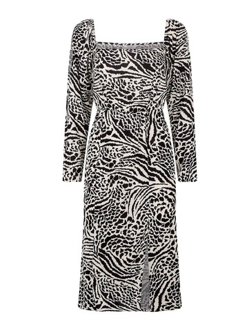 Черно-белое кэжуал платье Miss Selfridge с животным (анималистичным) принтом