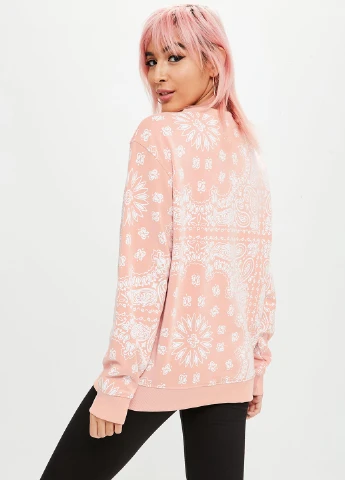 Светло-розовый свитшот Missguided орнамент (115669770)