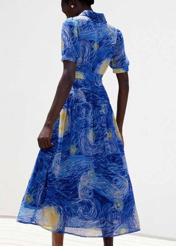 Синее кэжуал платье SHEIN с рисунком