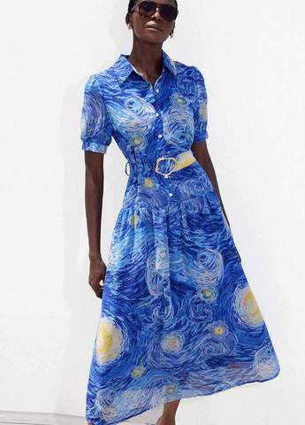 Синее кэжуал платье SHEIN с рисунком