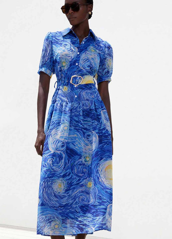 Синее кэжуал платье SHEIN с рисунком