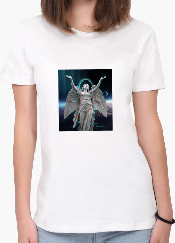 Белая демисезон футболка женская ангел ренессанс (angel renaissance) белый (8976-1592) xxl MobiPrint