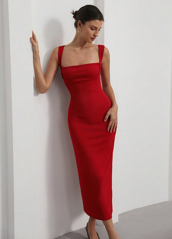 Червона кежуал сукня SHEIN однотонна