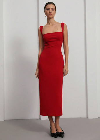 Червона кежуал сукня SHEIN однотонна