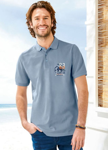 Голубой мужская футболка поло Livergy с надписью