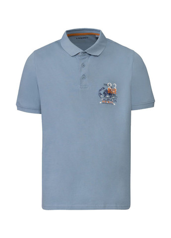 Голубой футболка-поло для мужчин Livergy с надписью