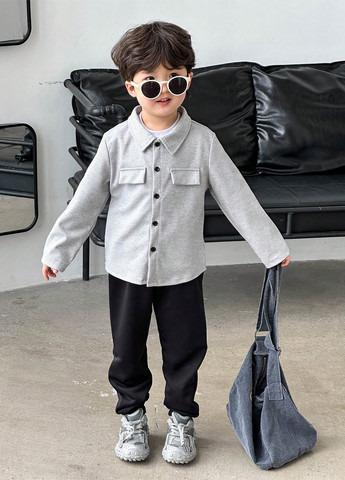 Комбінований демісезонний костюм (сорочка, штани) брючний, з сорочкою SHEIN