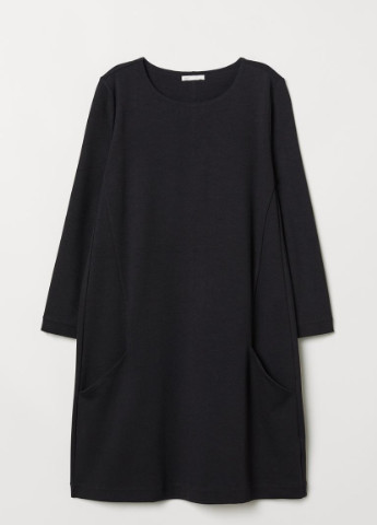 Черное кэжуал трикотажное платье H&M однотонное