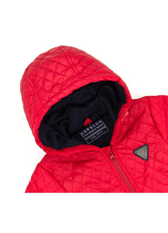 Червона демісезонна куртка стьобана з капюшоном (3439-122b-red) Verscon