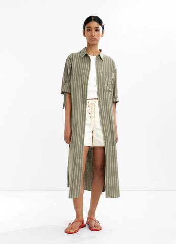 Оливкова (хакі) кежуал сукня сукня-сорочка Parfois в смужку