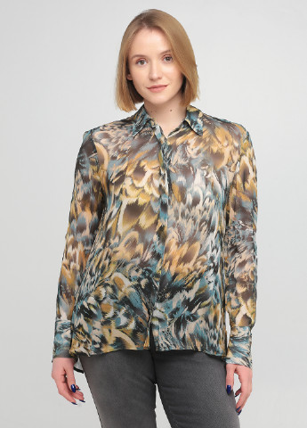 Серая кэжуал рубашка с абстрактным узором Massimo Dutti
